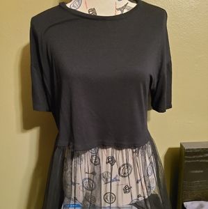 Black and sheer tunic top